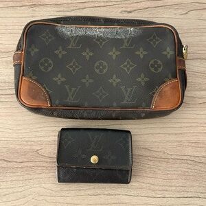 Vintage lot sale Louis Vuitton Monogram Pouch card holder LV As Is